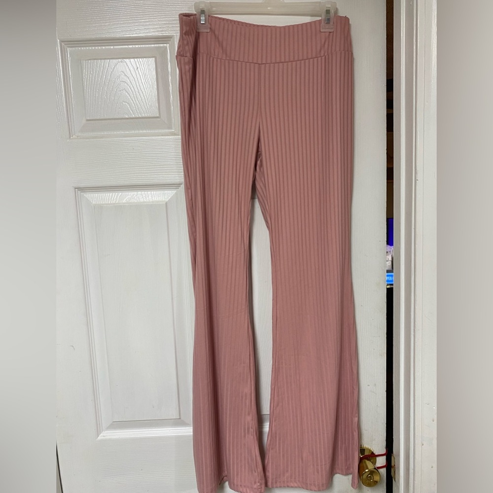 NO BOUNDARIES Dusty Pink Ribbed Stretch Pants! Size XXL
